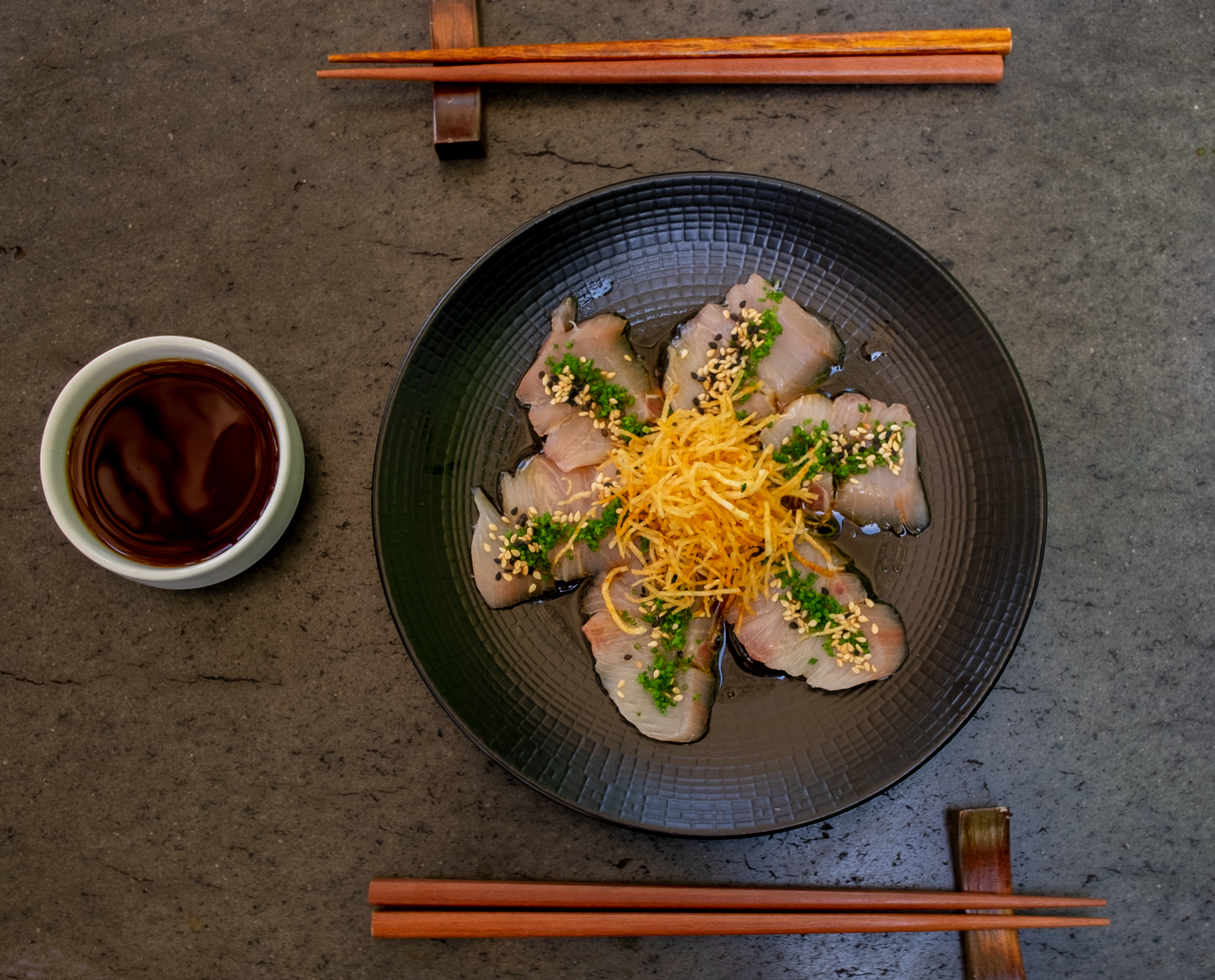 Crispy hamachi sashimi